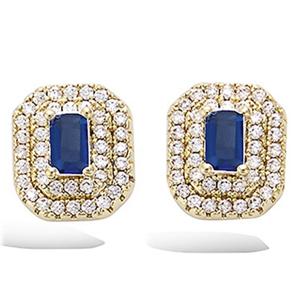 Les Trésors De Lily [P1233] - Gold Plated Earrings 'Sissi' Golden White Sapphire - 10x8 Mm