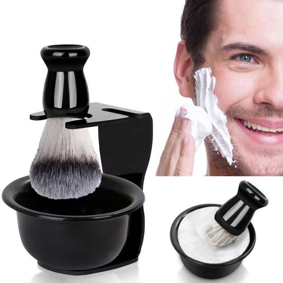 1 комплект для бритья для мужчин с бритвой, синтетической щетиной, помазком для бритья, мыльницей, подставкой, набором инструментов для влажного бритья для мужчин, подарком мужу и отцу