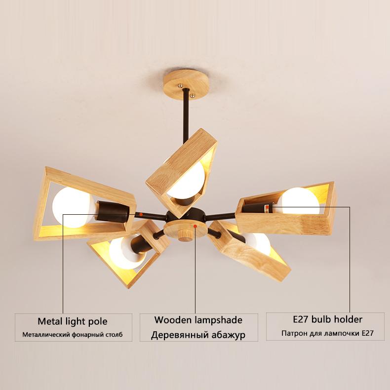 Деревянная люстра для гостиной спальни