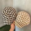Женская шляпа художника в корейском стиле, теплая, женская восьмиугольная кепка, милый клетчатый берет, для девушки