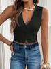 Женская повседневная футболка-топ с V-образным вырезом, майка, топы, лето, базовый, универсальный, топы