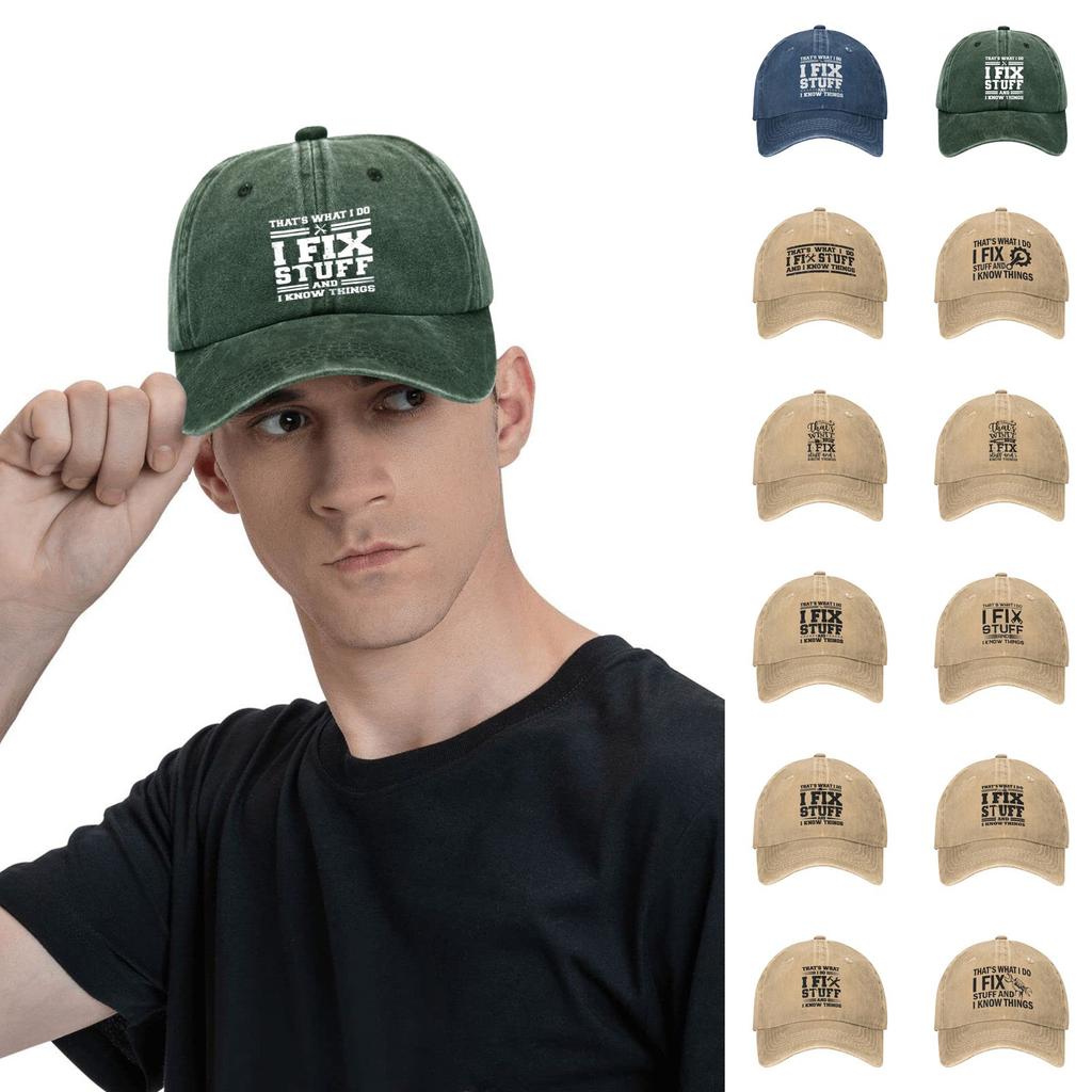 Я чиню вещи и вещи, стираю хлопковую шляпу с принтом, сделанную из старой шляпы. Интересная шляпа с язычком.