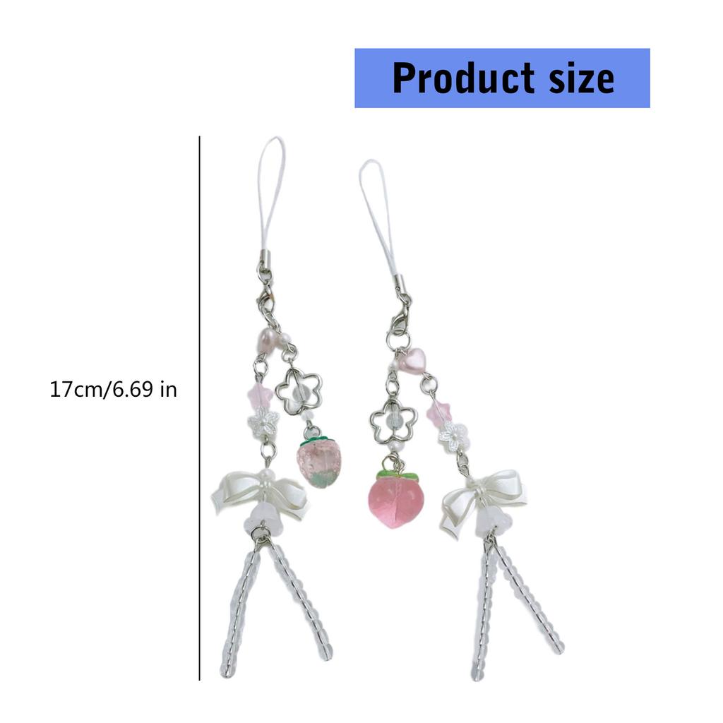 Pack of 2 Fruit Phone Strap with Delicate Craftsmanship Stylish Phone Decoration Alloy Texture Suitable for Phone Bag