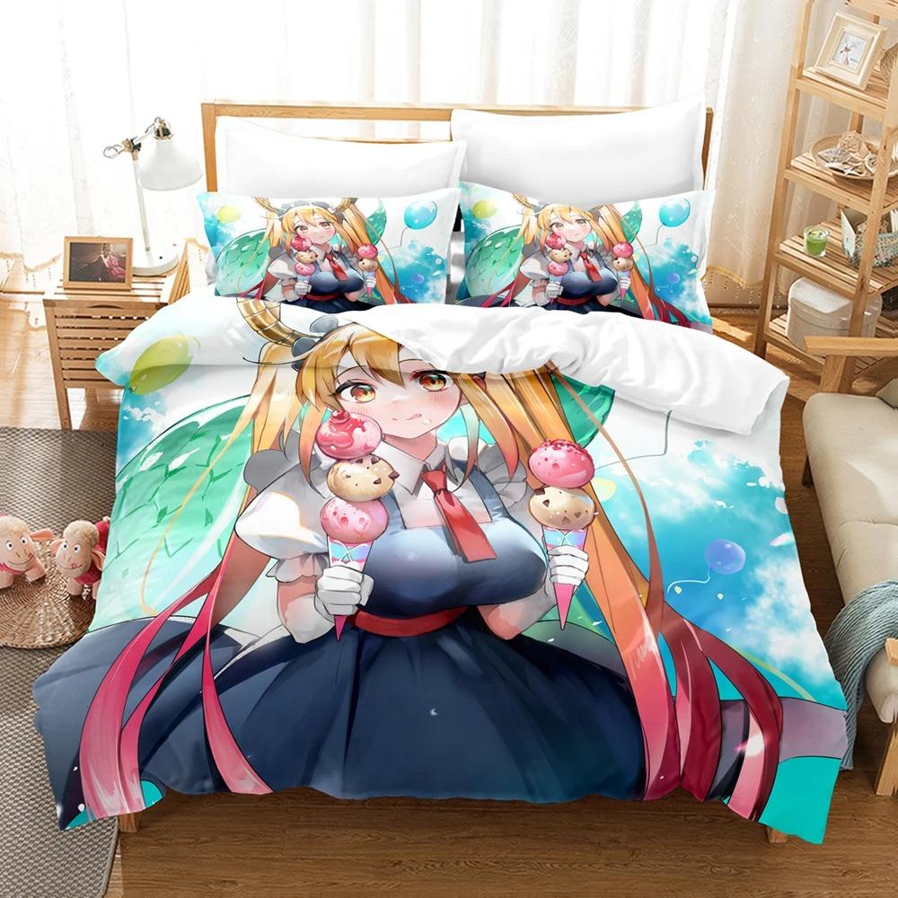 Anime The maid dragon of Kobayashi-san Bedding Set Boys Girls Twin Queen Size Duvet Cover Pillowcase Bed Kids Adult Home Textile