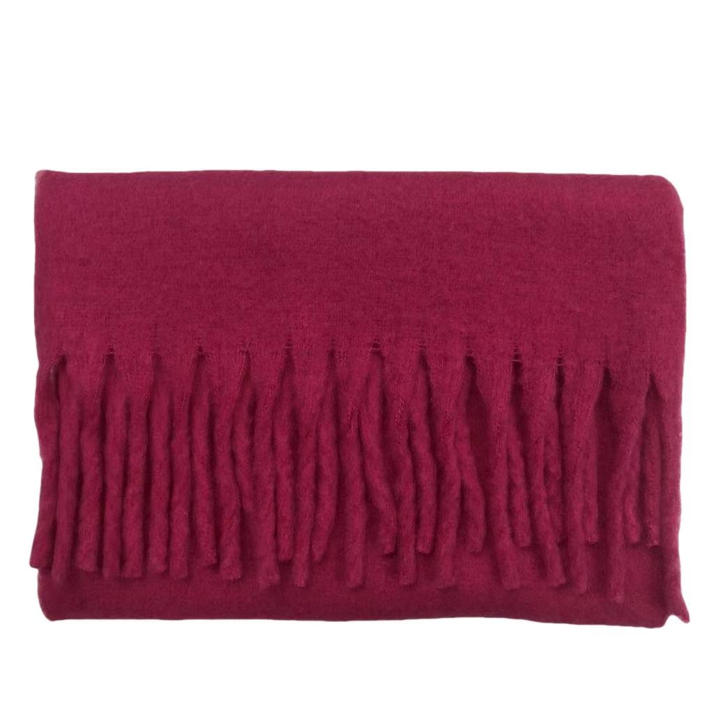 Solid Color Mohair Loop Yarn Scarf Women's Autumn and Winter New High-end Versatile Warm Scarf Shawl Dual-purpose