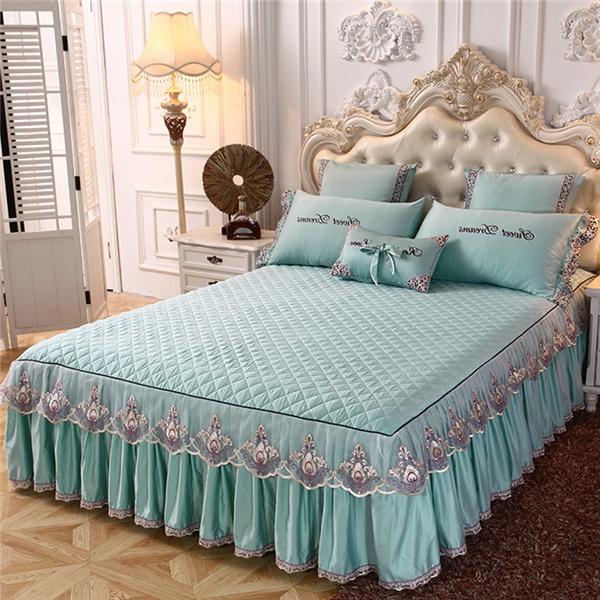 Европейская кружевная юбка-кровать, стеганое покрывало для принцессы, 6 цветов, полный/королевский/королевский размер, мягкое и удобное постельное белье