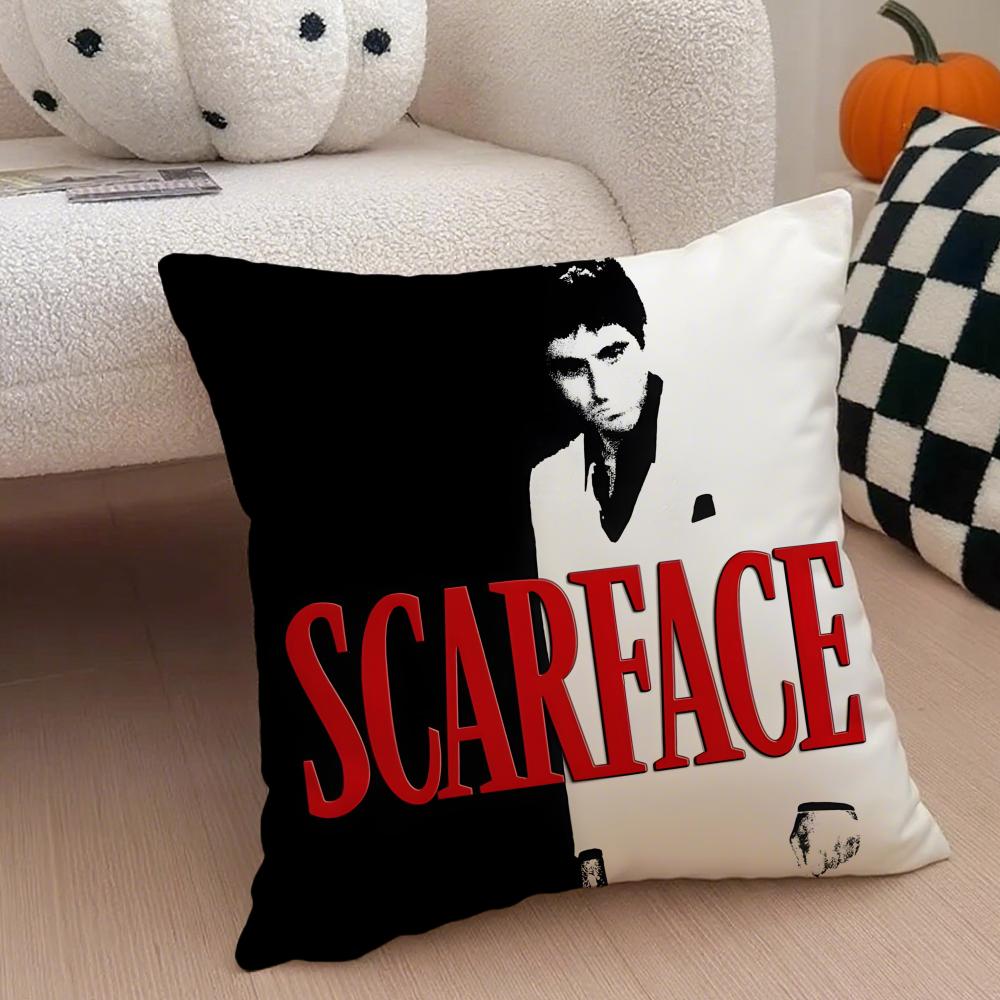 SScarface Cushion Cover Throw Pillow Cover Hidden Button Durable Polyester Chair Cushion