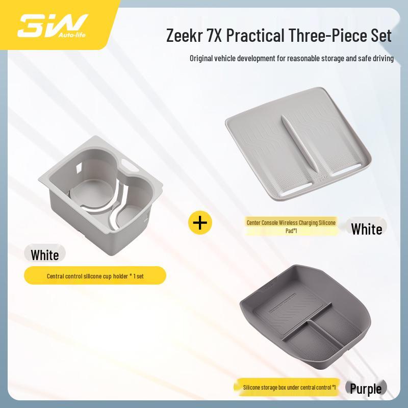 Силиконовая противоскользящая защитная накладка на центральную консоль Zeekr 7X с поддержкой беспроводной зарядки