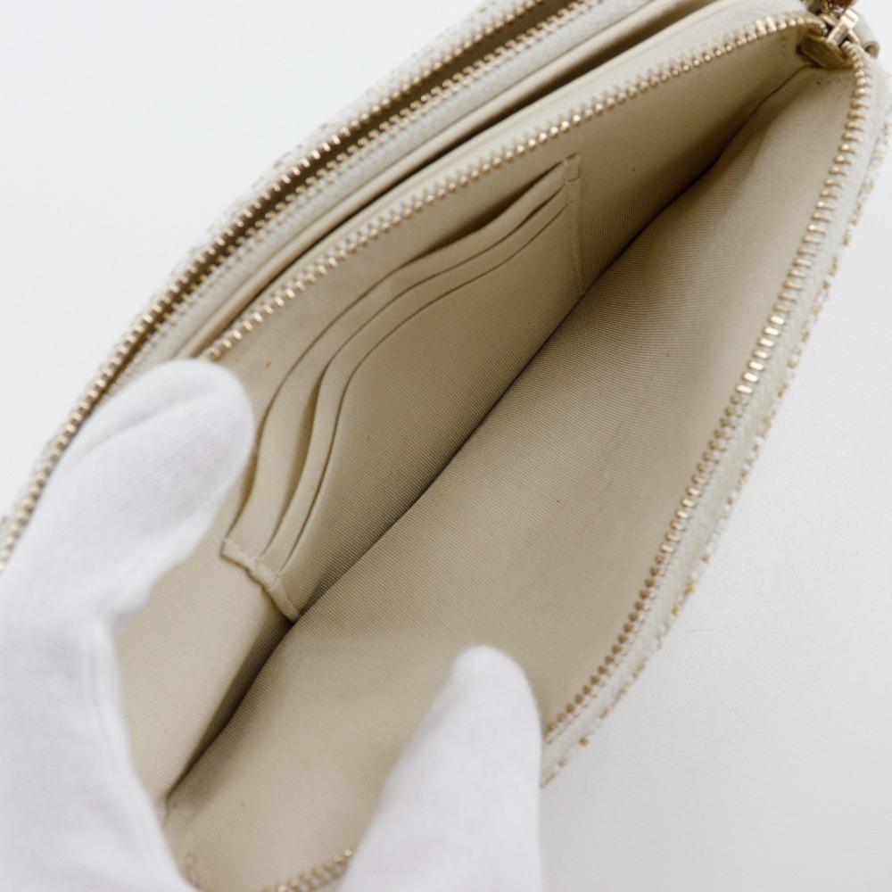 Chanel Deauville Цепочка на плечо Сумка через плечо A84415 Клатч 2-в-1 Белый твид Женская Б/у