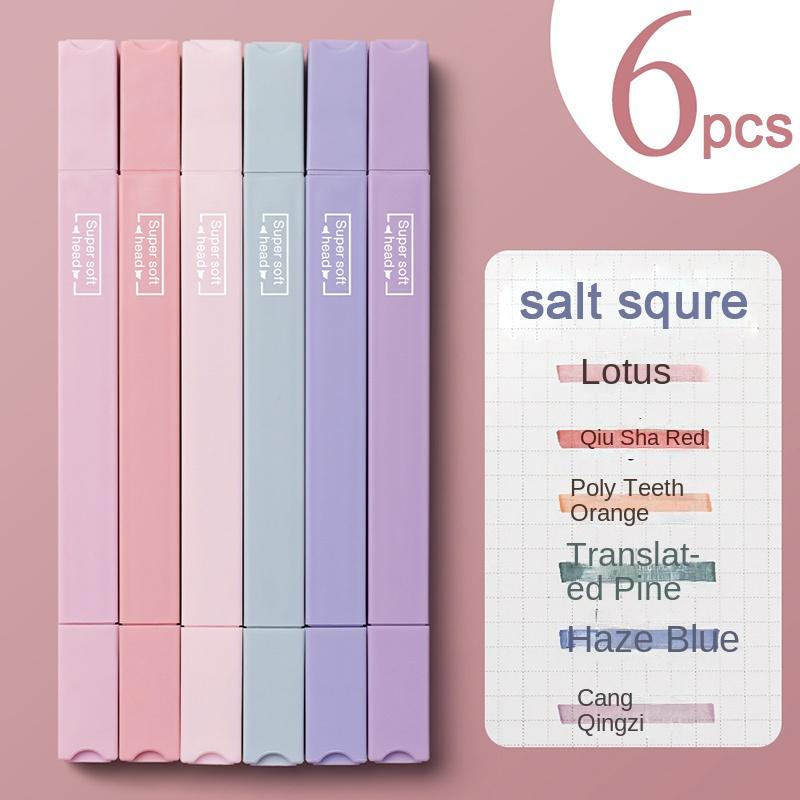 6 шт./компл. ручки-маркеры с двойной головкой, художественный маркер Kawaii, круглая форма, цветная ручка в стиле манга, канцелярские принадлежности, студенческие принадлежности для самостоятельного изготовления