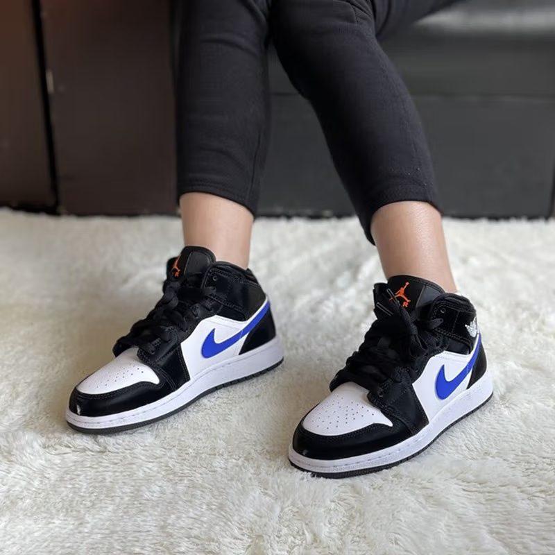 Jordan 1 Mid Black Racer Blue White GS 554725-084