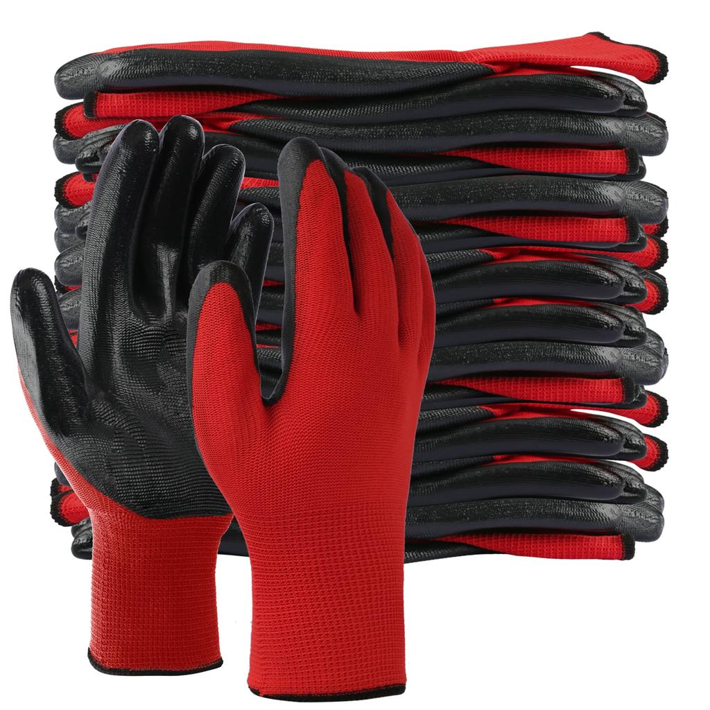 12 Pairs Large Professional Working Protective Gloves For Men Women Construction Garden Mechanic Breathable PU Coated