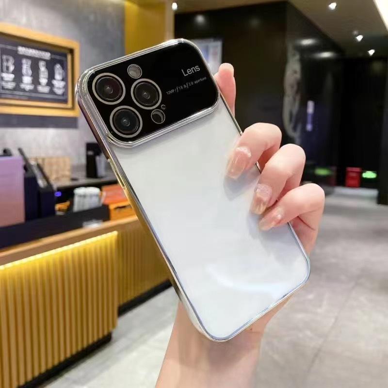 Подходит для IPhone 15 Гальванизированный чехол для мобильного телефона Полностью закрывающий ПК Большое окно Apple 15Pro Мягкий 14 Чехол для защиты от падений