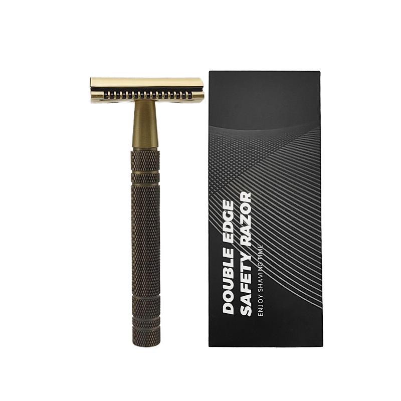 Т-образная бритваРучная бритваБронзовая бритваРучная латунная бритваДвусторонняя бритваСтаромодная ручная бритва