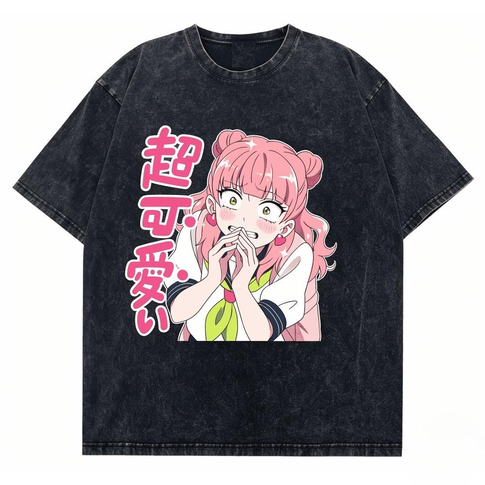 You and I Are Polar Opposites Washed T-shirt Anime Lover Harajuku New Model Oversized Vintage Loose Streetwear Classic Unisex