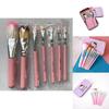 Hello Kitty Cosmetic Brush Kit With Synthetic Hair Sevenpiece Travel Friendly Makeup Tools