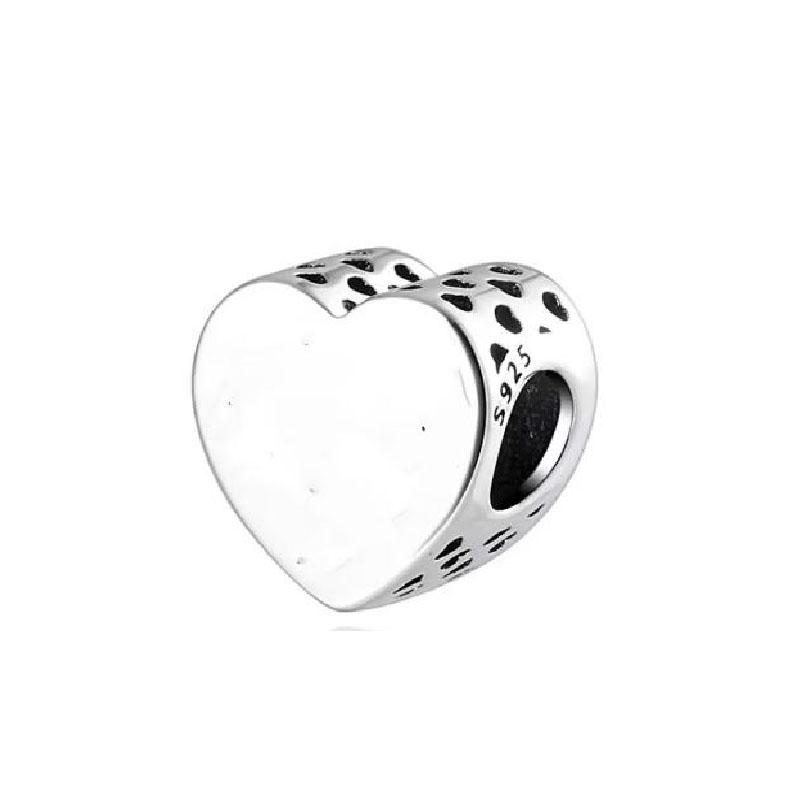 New 925 Plated Silver Beads Smooth surface Charms Fit Pan Bracelet DIY Gift Women