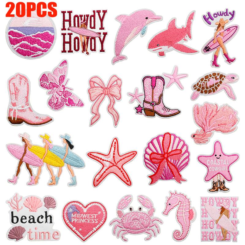 Набор 16 /30 шт. Нашивка Сделай сам Серфинг Девушки /Морские Животные Нашивка Мультяшная Радужная Буква Цветок Вышивка Нашивки Приутюживаемые Нашивки Пришить Сделай сам