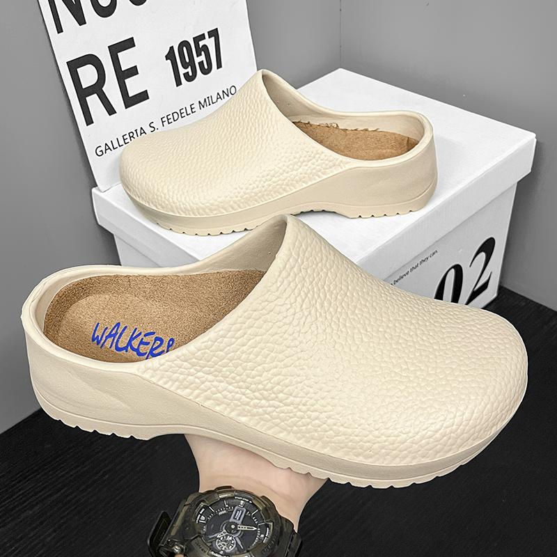 Men's and Women's New Work Leisure Non-slip Grease Chef Shoes Large Size Nurse Shoes Flat Comfortable Light Half Slippers