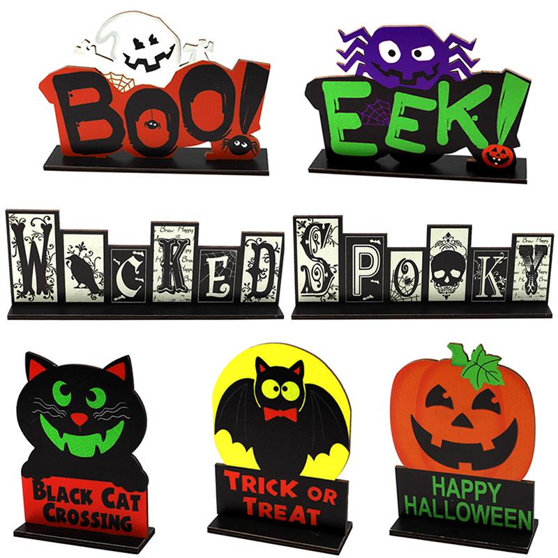 Halloween Wooden Ornament Tree Hanging Pumpkin Ghost Plaque Pendant Party Decor