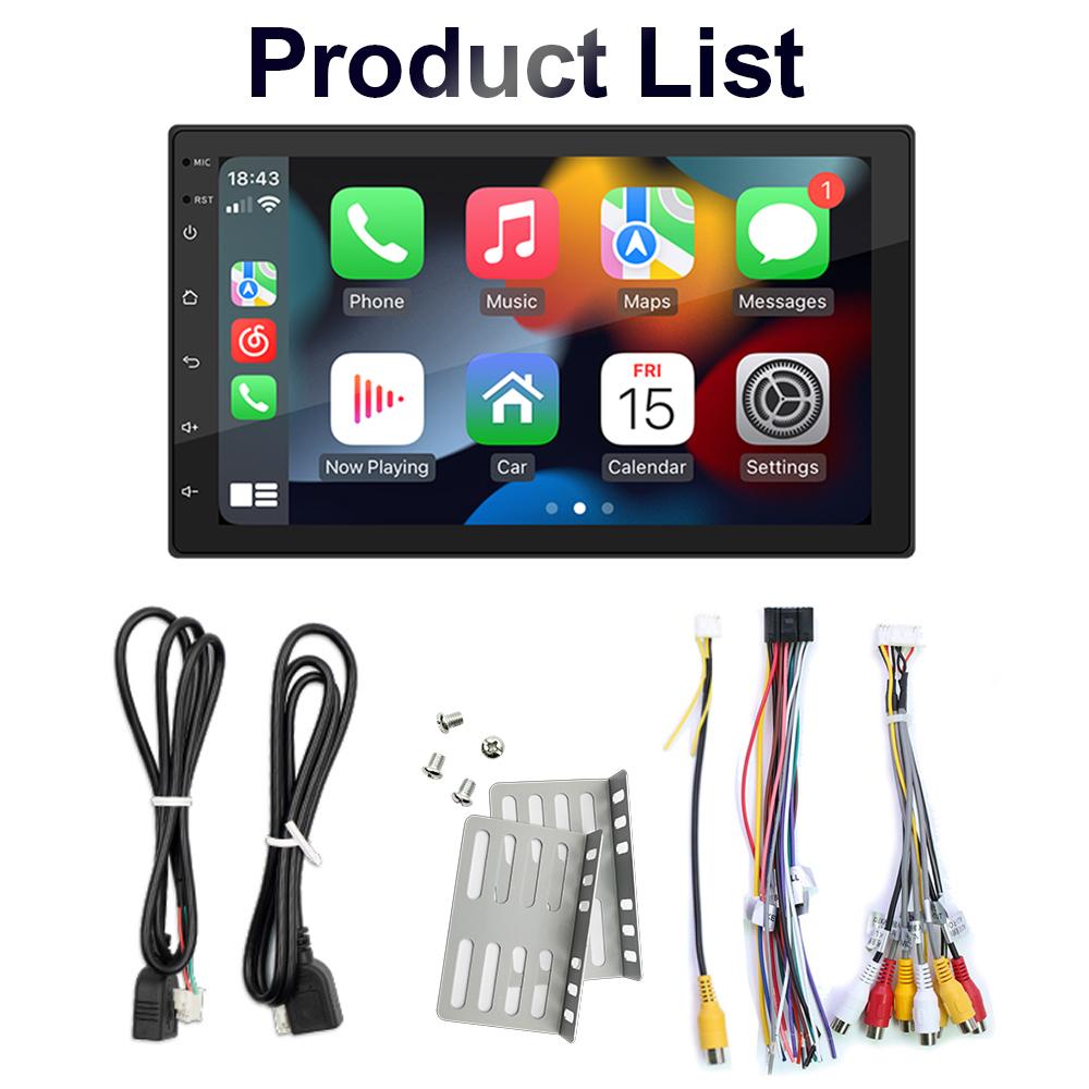 HIPPBQCC Автомобильный Радиоприемник 7 Дюймов Carplay Android Auto Мультимедийный Стереоплеер HD Сенсорный Экран Bluetooth 2 USB FM Mirror-Link Универсальный