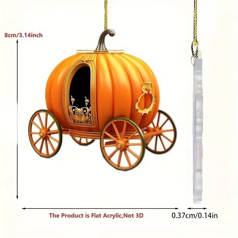 Carriage Pumpkin Halloween Acrylic Flat Surfac Pendant For Interior Enhancement