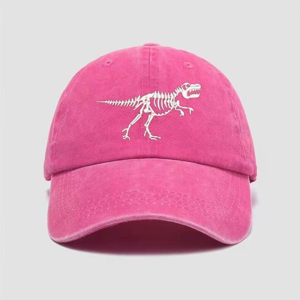 Curved Brim Dinosaur Skeleton Printed Hat Adjustable Dad Hat Baseball Cap for Men Women