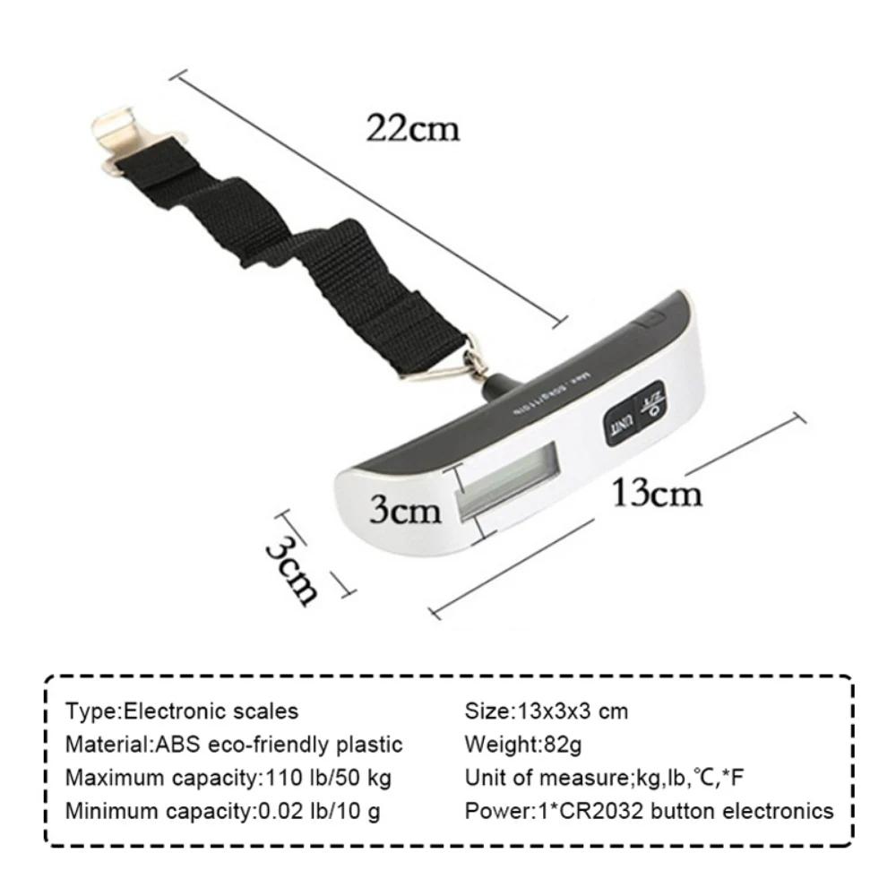 Портативные высокоточные весы с цифровым ЖК-дисплеем, чемодан, дорожная сумка, подвесной крючок для весов, весы, инструменты 110 фунтов/50 кг