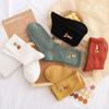 Cute Fox Embroidery Thick Middle Tube Socks Cotton Breathable Solid Color Women Socks Autumn Winter Cartoon Socks Sokken Girls