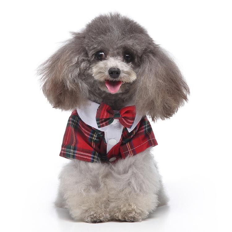 2025 Hot Selling Tie Decoration XS-4XL Dog Polyester Plaid Shirt Casual Style Two Legged Shirt