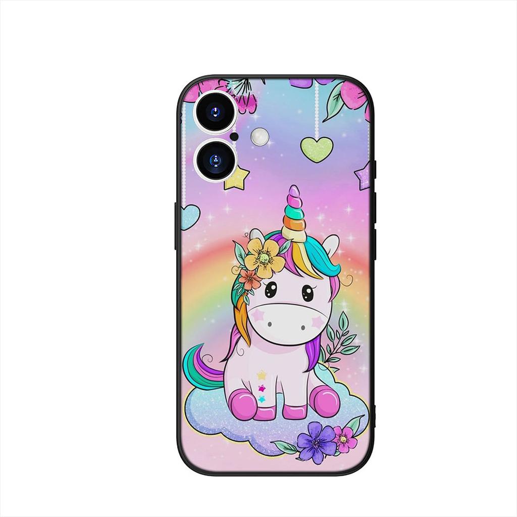 Cute Pink Unicorns Rainbow Cover Phone Case for Apple iPhone 17 16 15 11 Pro XS Max XR 6 7 8 Plus + SE 2020 5 16E