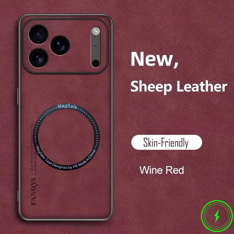 Роскошный кожаный противоударный чехол для телефона для iPhone 17 Pro Max 17Air 16E 15 14 Plus 13 12 PU+TPU Магнитная мягкая задняя крышка из овчины