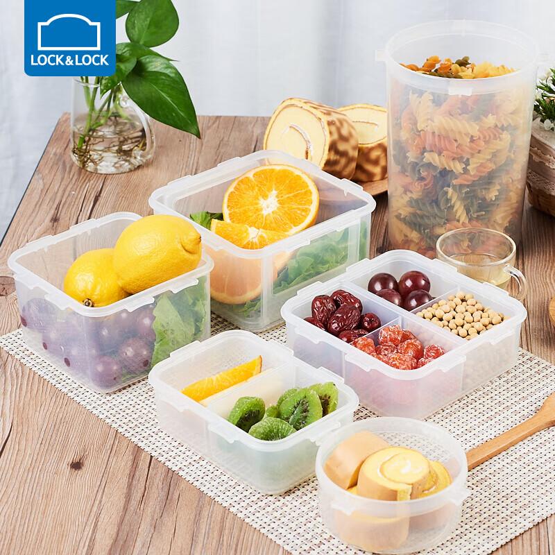 LOCK&LOCK Plastic Airtight Lunch Box Food Storage Container Refrigerator Storage Box 600ml*2