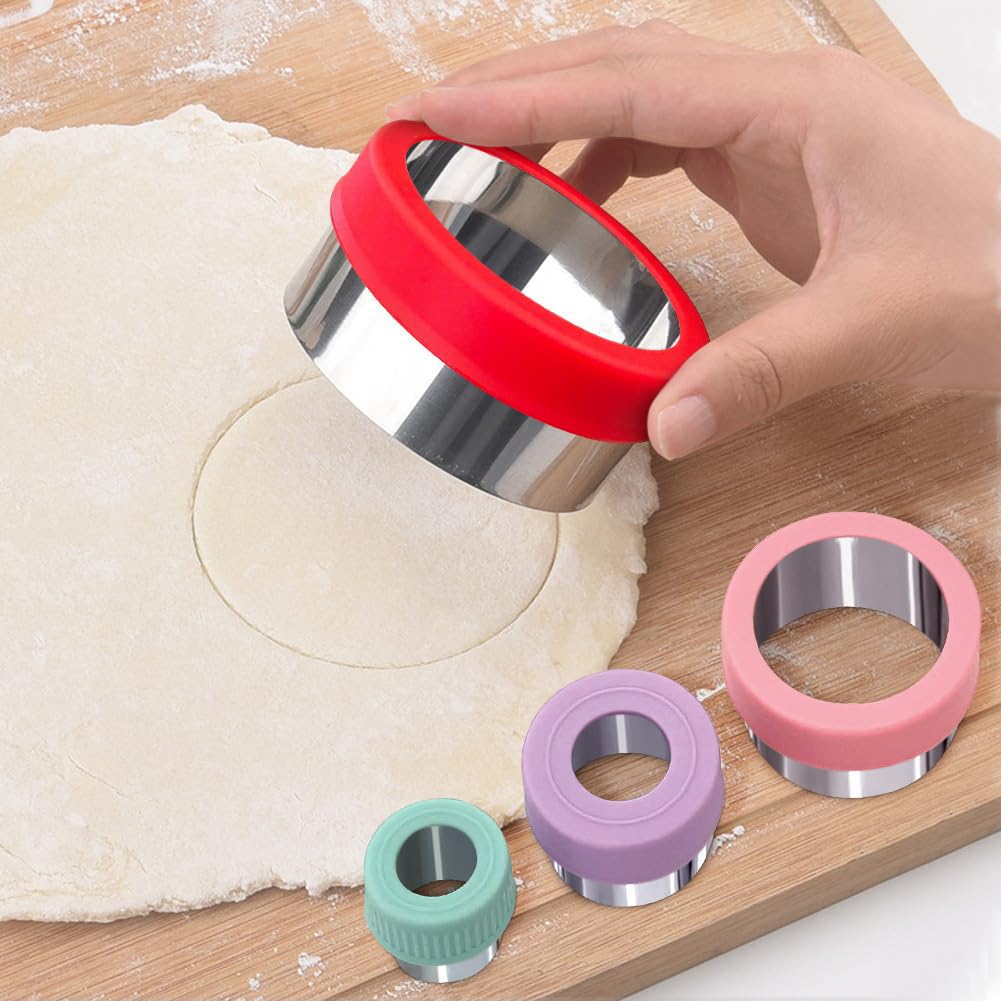 Round Cookie Cutter Set – 4 Different Sizes of Stainless Steel Biscuit Cutters for Baking