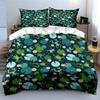 Frogs and Lily Pads Pattern Bedding Duvet Cover Set  (1*Duvet Cover 2*Pillowcases, without duvet insert)