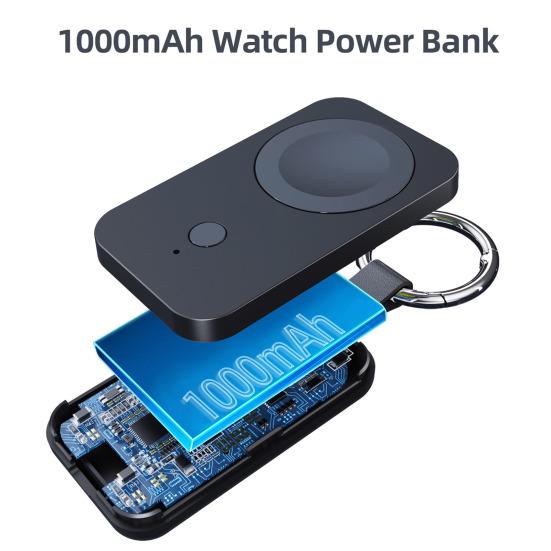 Портативное зарядное устройство для часов Большая емкость аккумулятора Компактный размер Легкий брелок Беспроводное зарядное устройство для Apple Watch