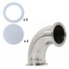 2" Sanitary Ferrule Elbow 90 Degree Pipe Fitting Stainless Steel 304 Tri Clamp