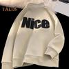 Zipper Half Autumn Sweatshirt Men Letter Print Elastic Cuffs And Hem Pullover Sport Fitness Travel School Top