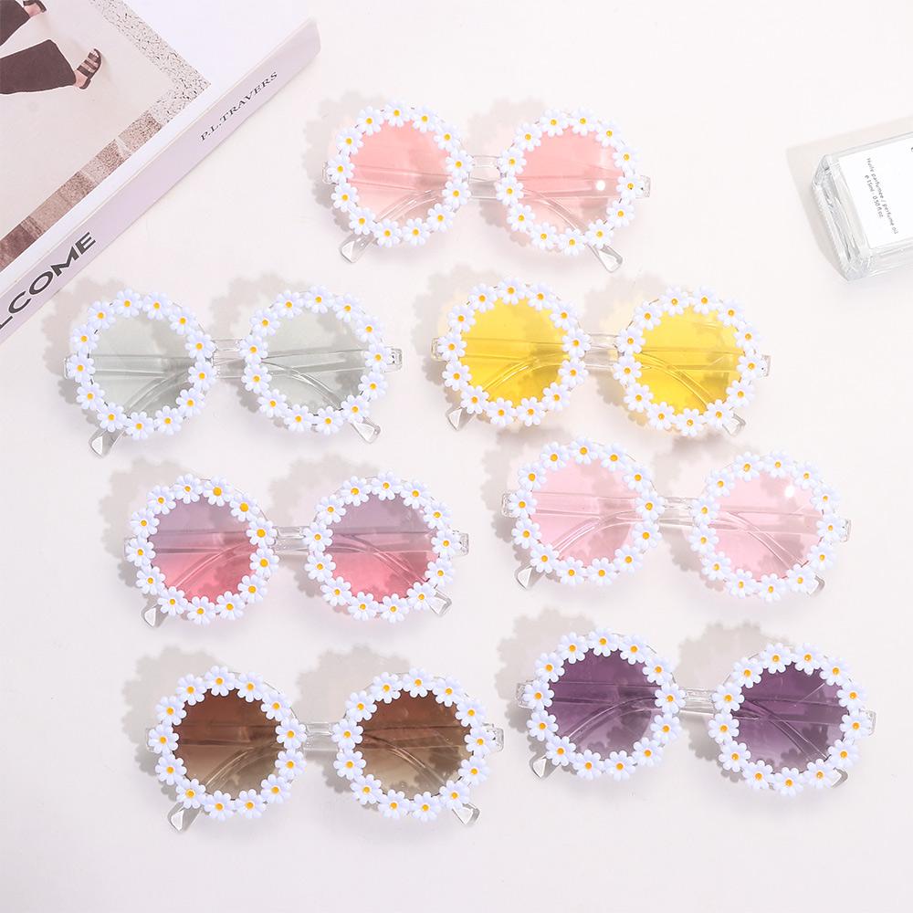Adults Disco Festival Daisy Sunglasses For Women Shades Flower Sun Glasses Round Frame