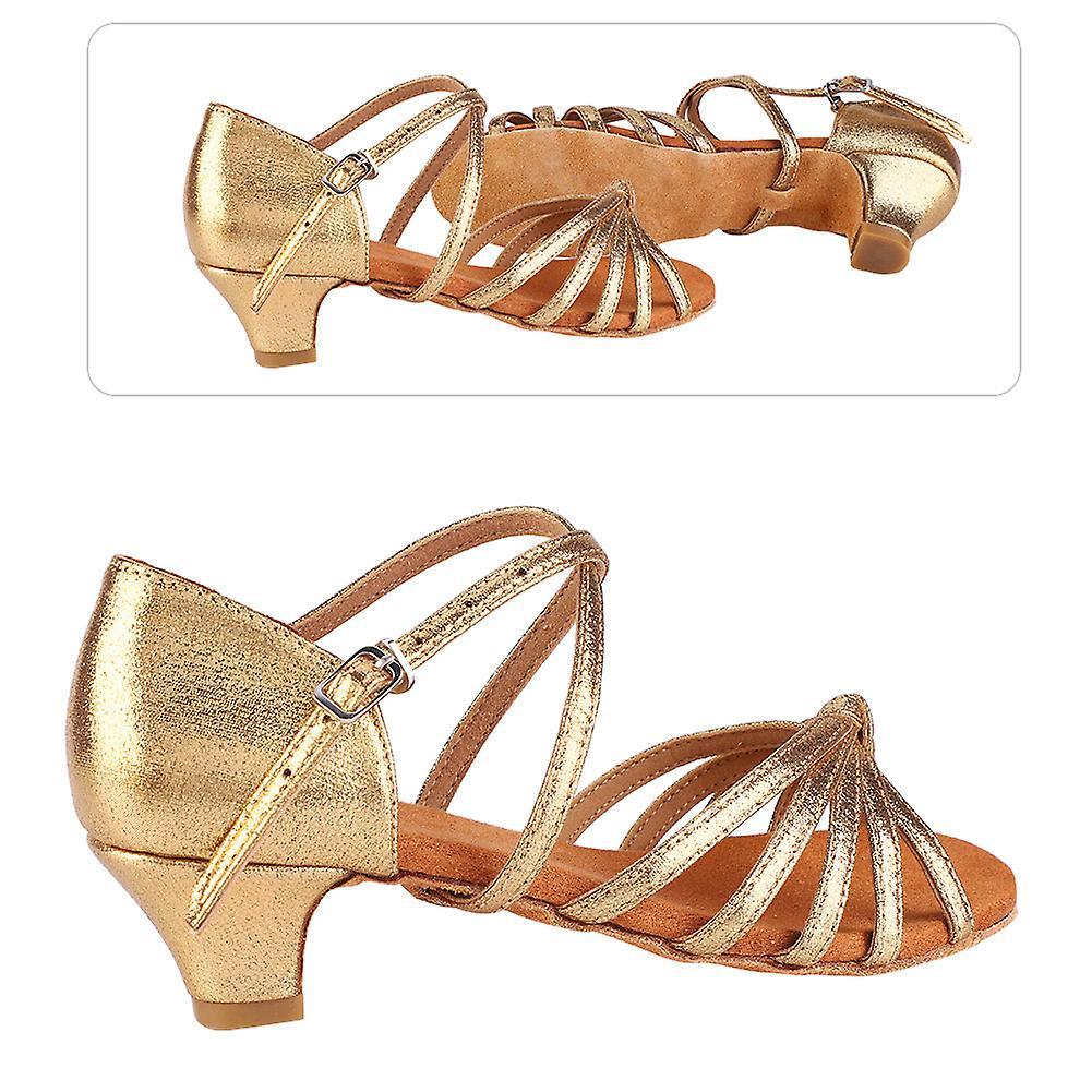Soft Comfortable Latin Shoes Fashion Dance Shoe for Children Girl Gold Color 32