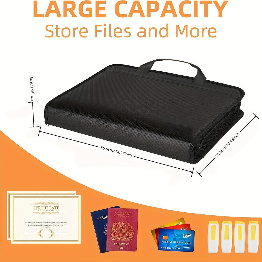 Fireproof 13-Layer Expanding Document Bag, Large Capacity Multi-Bellows Handheld Folder