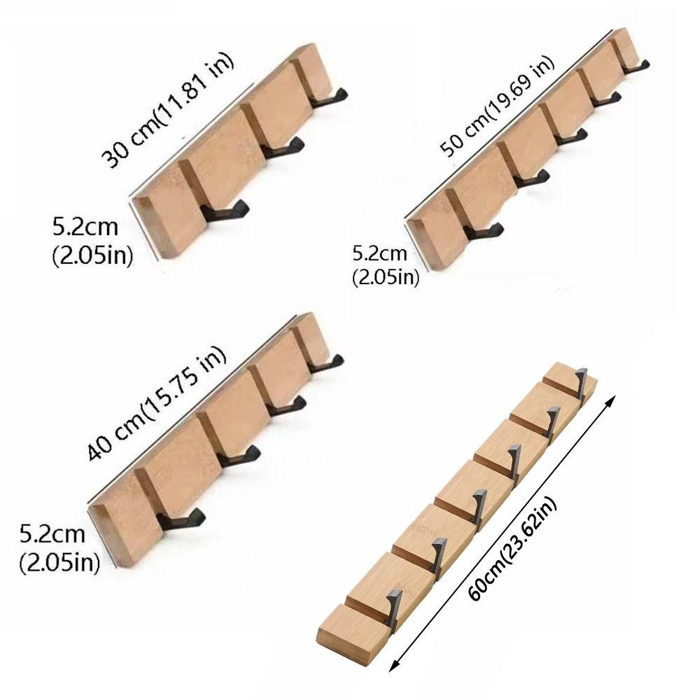 Wall Mounted Clothes Hat Hanger Space Saving Coat Hook Rack Bamboo Coat Rack Bedroom Organization