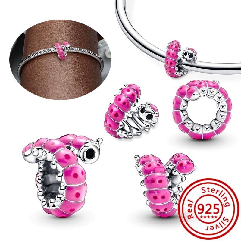 925 медь Пчела Гусеница Бабочка Стрекоза Божья коровка Четырехлистный клевер Шармы-талисманы Подходят для браслета Pantaro Изысканный циркон Подарок