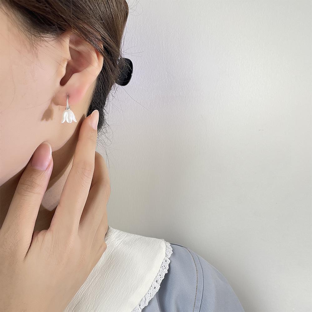 Серьги Cure Line White Lily Of The Valley, серьги-гвоздики Fairy Wind, сладкий темперамент, цветок, шикарные серьги-гвоздики в форме тюльпана