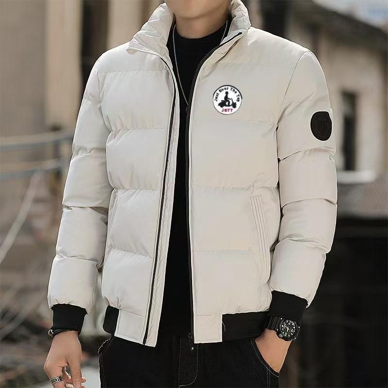 Cross Border Men's High Neck Winter Warm Thick Fashionable Printed Silk Cotton Jacket