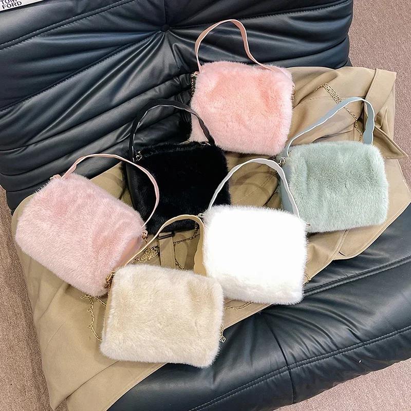 Однотонная плюшевая повседневная молодежная сумка легкая роскошная универсальная сумка через плечо высококачественная женская модная сумка через плечо