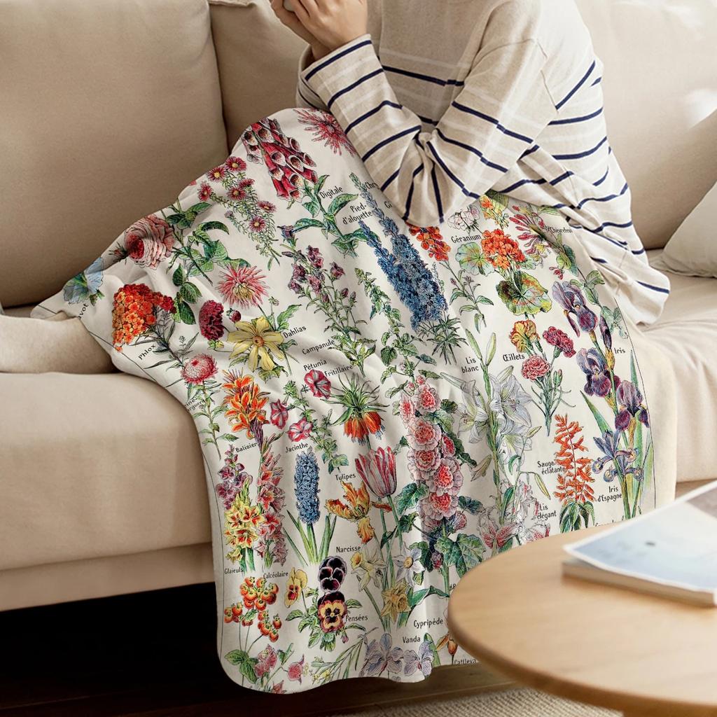 Адольф Мийо Цветы для всех Французский винтажный постер Плед Теплое одеяло из микрофибры Фланелевое одеяло