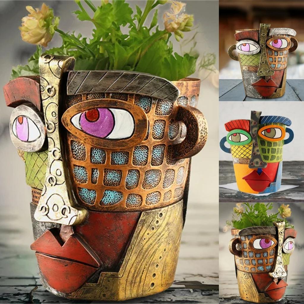 Outdoor Courtyard Crafts Funny Flower Pot Ornaments Green Plant Balcony Large Diameter Creative Resin Flower Pot