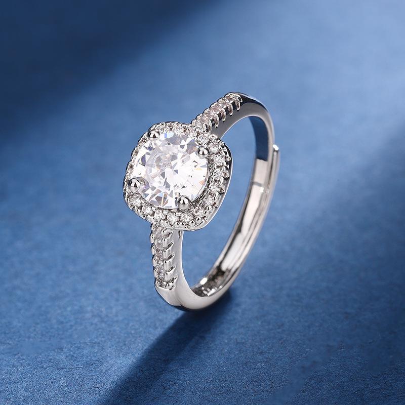 Квадратная сумка PT950 с покрытием из искусственного циркона, кольцо с цирконом «Восемь сердец и восемь стрел», женское кольцо с бриллиантом Mosang