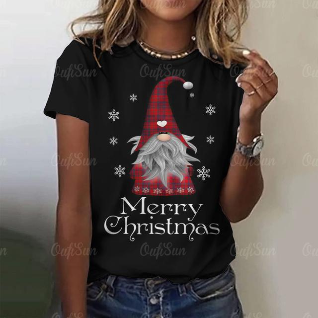 Праздничная женская футболка, рождественская футболка для женской футболки, летние модные футболки для девочек, топ, повседневная элегантная красивая одежда с 3d принтом